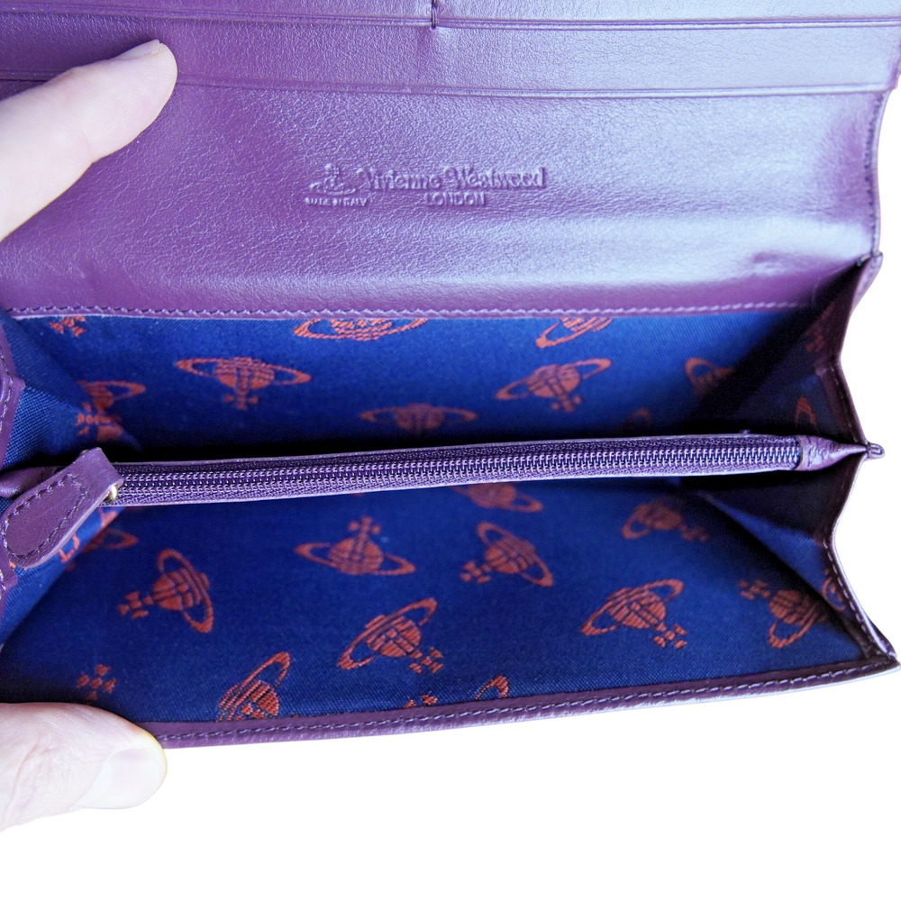 Vivienne Westwood Purple Patent Bow Wallet Orb Logo Italy Y2K Old Money - Picture 3 of 9
